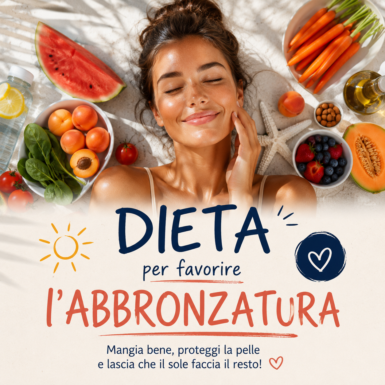 Dieta per favorire l'abbronzatura: sì, puoi mangiarti un po' di sole... ma senza mordere l'ombrellone! - Farmacia San Carlo Roma
